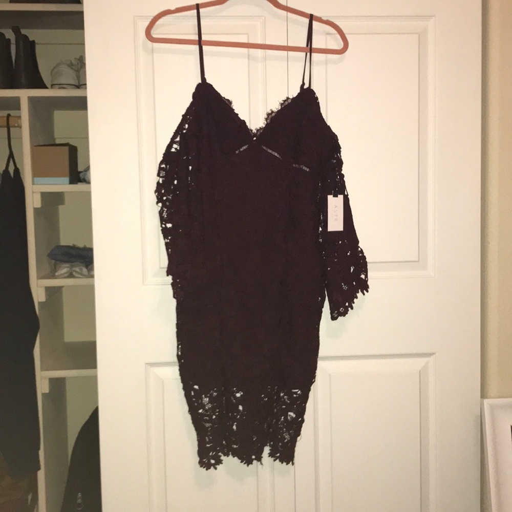 Maroon Off-the-shoulder Dress